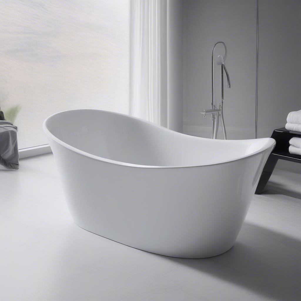 White acrylic small bathtub