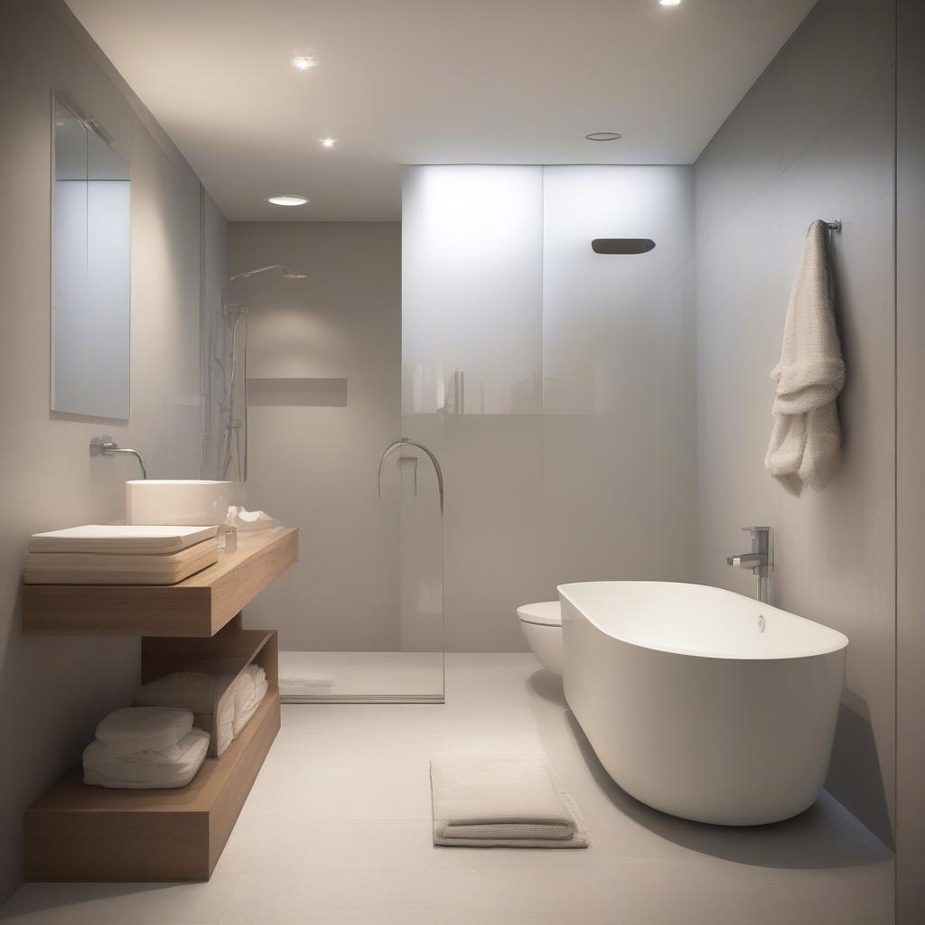 Small bathtub in small bathroom