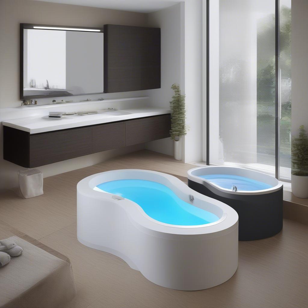 Hồ jacuzzi hình vuông và hình tròn