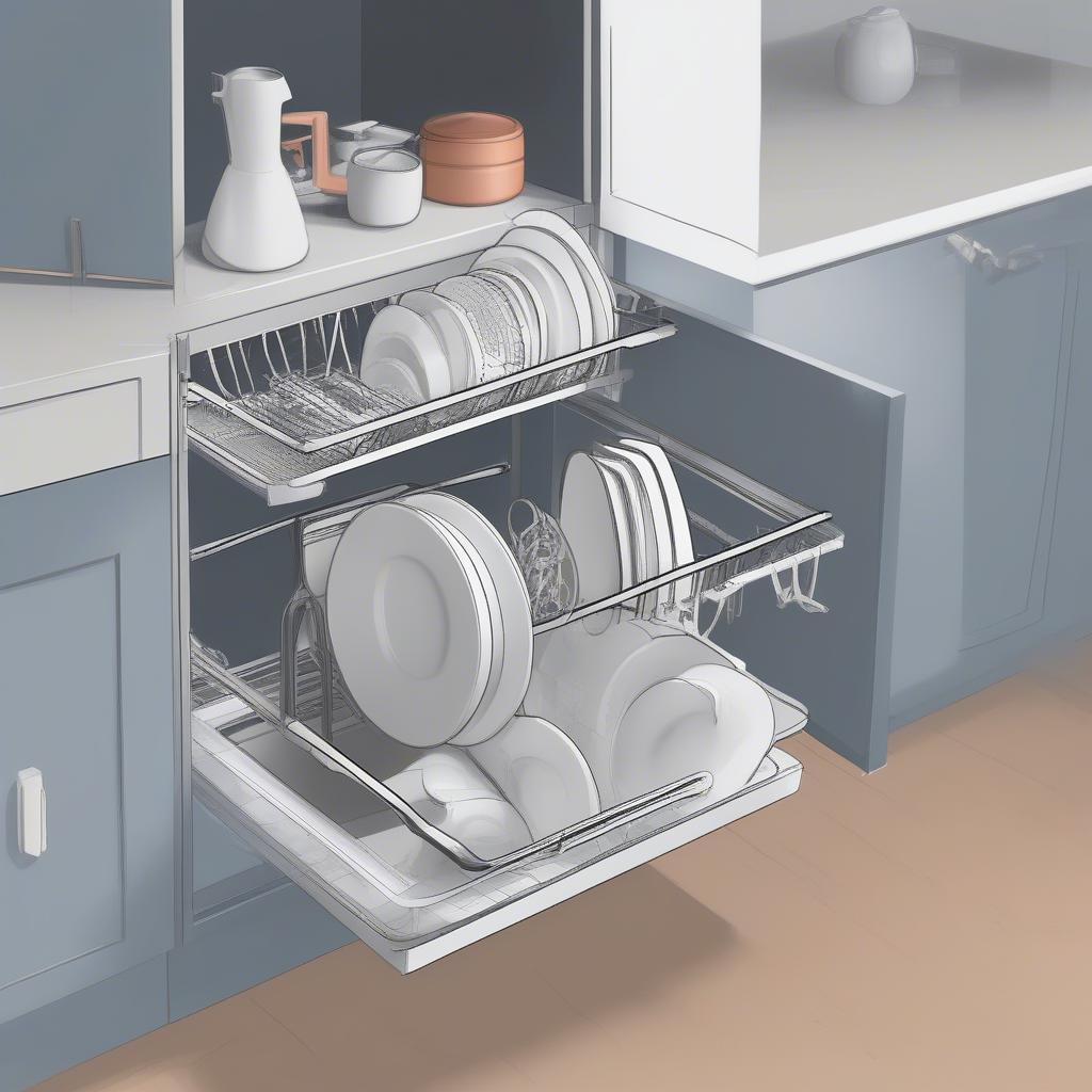 Kích thước bộ nâng hạ rá chén phù hợp