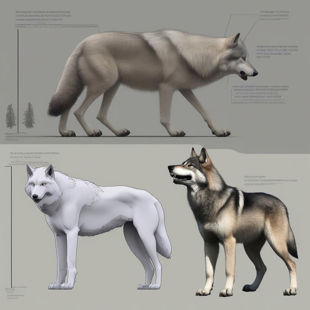 So sánh kích thước chó sói xám và Dire Wolf