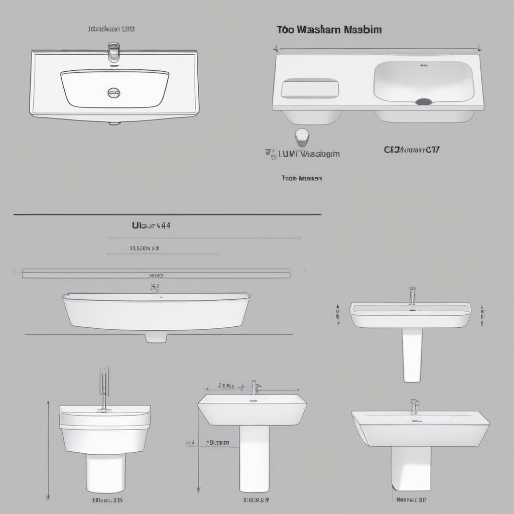 So sánh kích thước chậu rửa Toto LW647CJW với các model khác