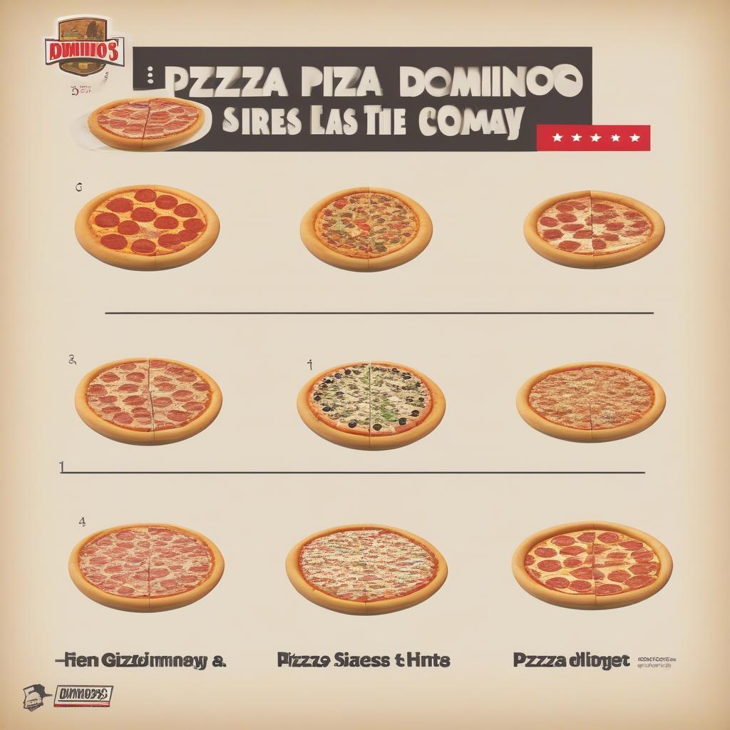 So sánh kích thước pizza Domino's với các thương hiệu khác: Infographic so sánh kích thước pizza của Domino's, Pizza Hut và The Pizza Company.